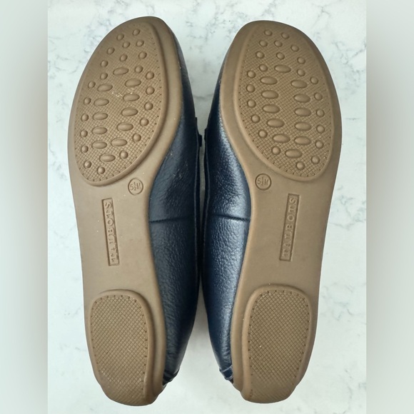 Talbots Black Leather Loafers with Gold Hardware - Picture 2 of 2